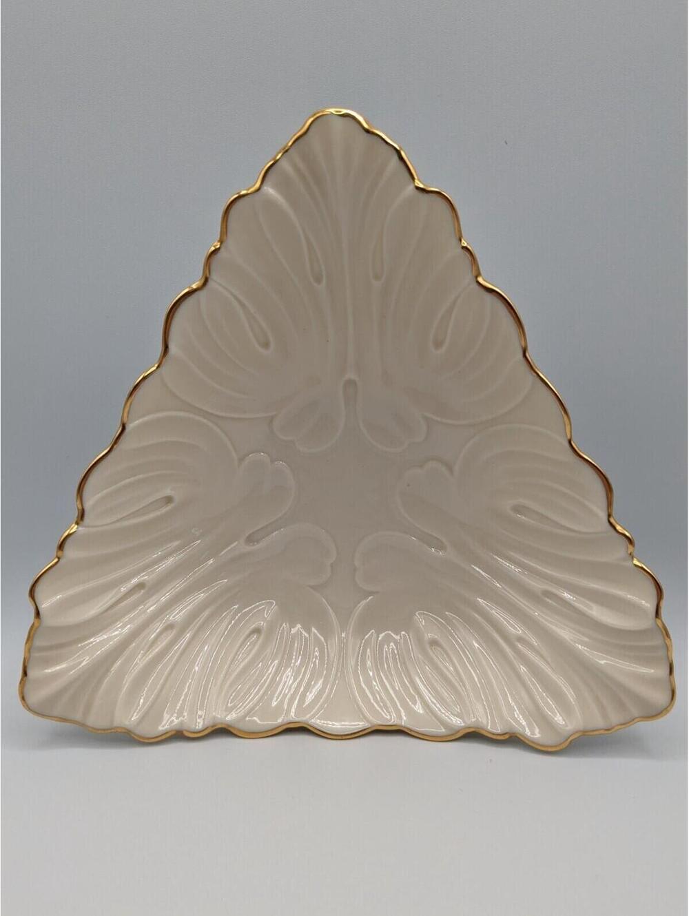 Lenox Vintage Triangle Dish with 24K Gold Trim